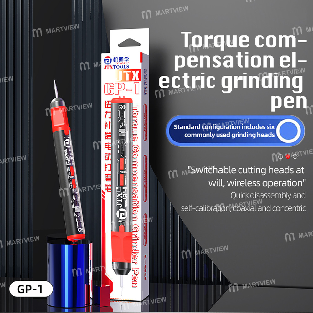 jtx gp-1-type-c-5-speed-regulation-torque-polishing-pen-with-6pcs-grinding-head-for-chip-polishing-6