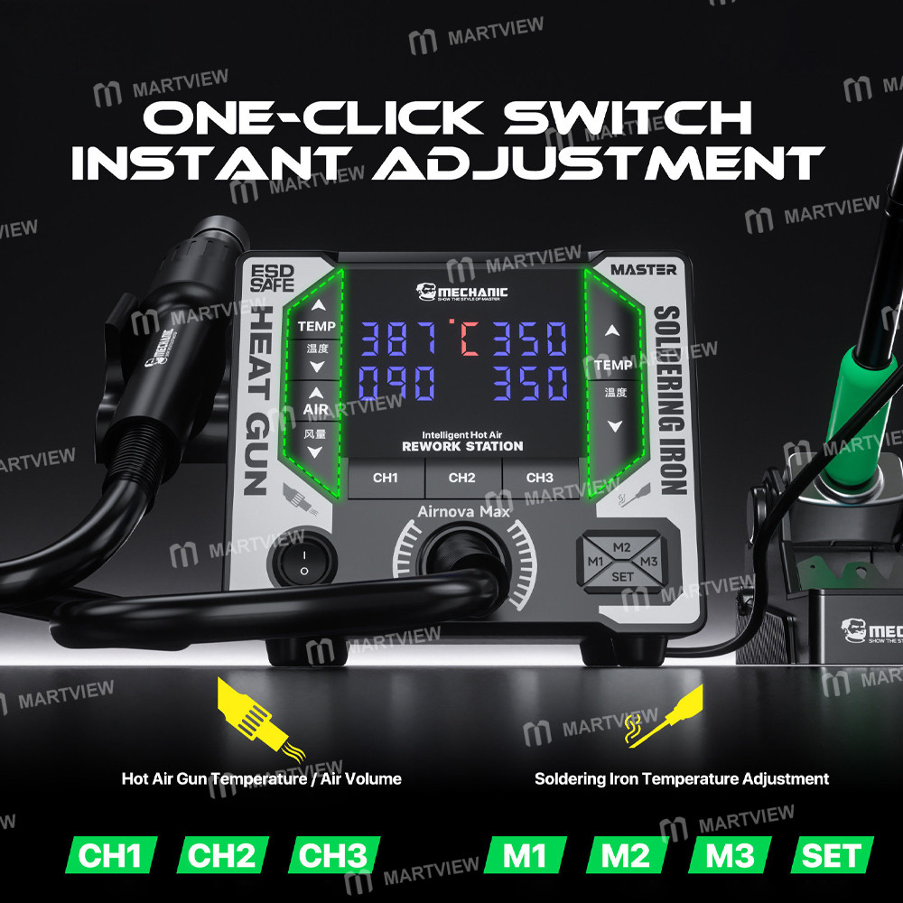 mechanic airnova-max-1200w-dual-station-intelligent-control-hot-air-soldering-iron-rework-station-2