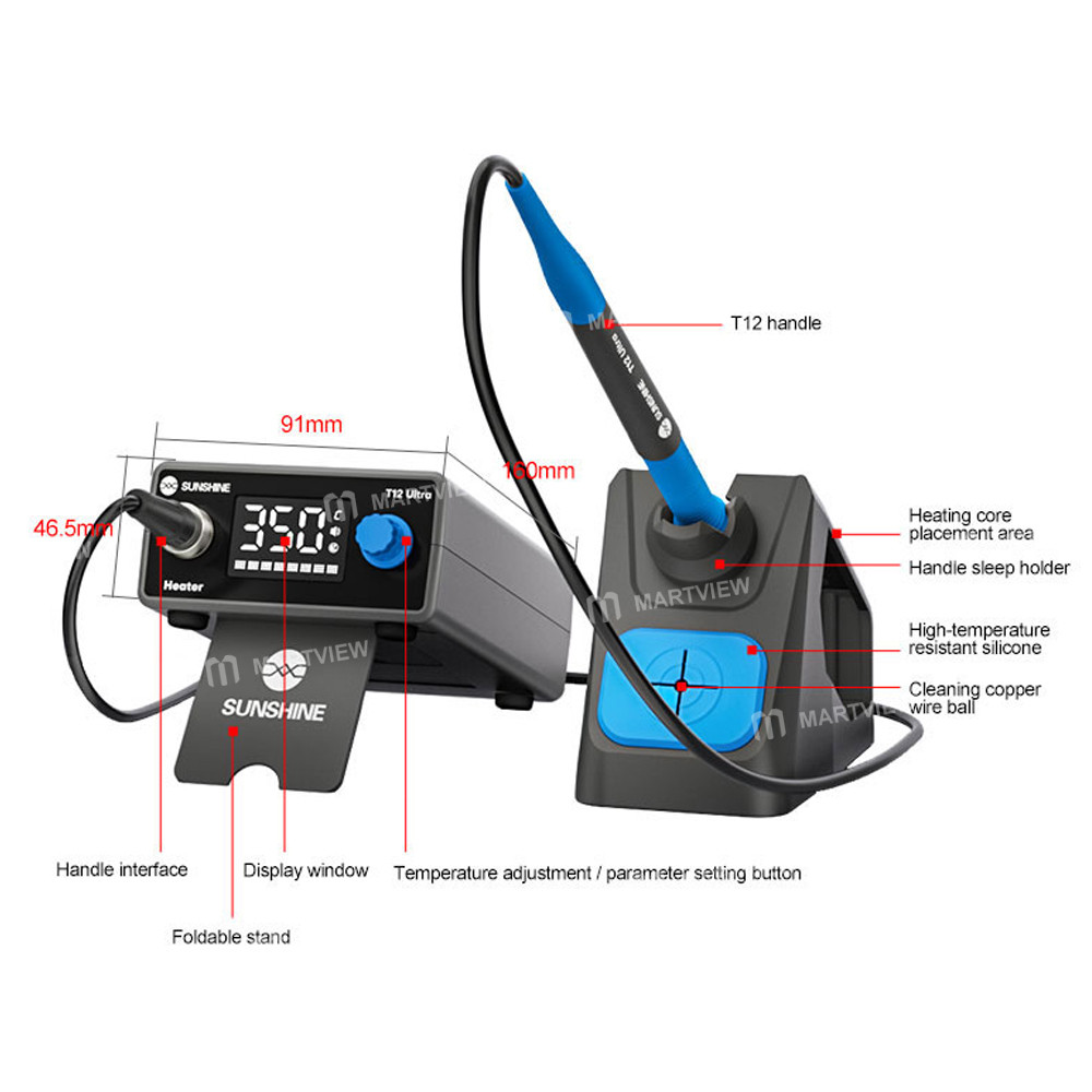 sunshine t12-ultra-smart-settings-soldering-station-with-retractable-stand-to-relieve-neck-strain-7