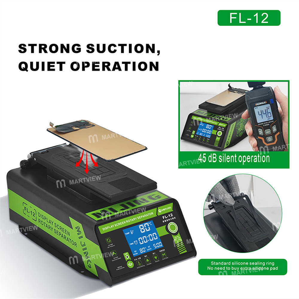 mijing fl-12-multi-functional-360-rotating-display-screen-heating-separator-built-in-vacuum-pump-3