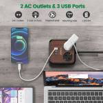 Orico Portable Home Wood Grain Double Sockets Power Strip with 3 USB Ports - EU Plug