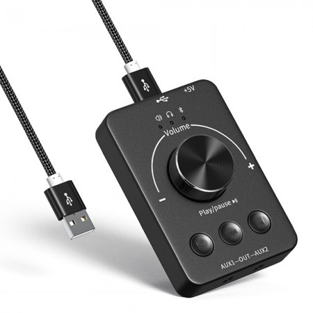 3.5mm Audio Output USB Computer Bluetooth Headphone Adapter with Volume Control Knob