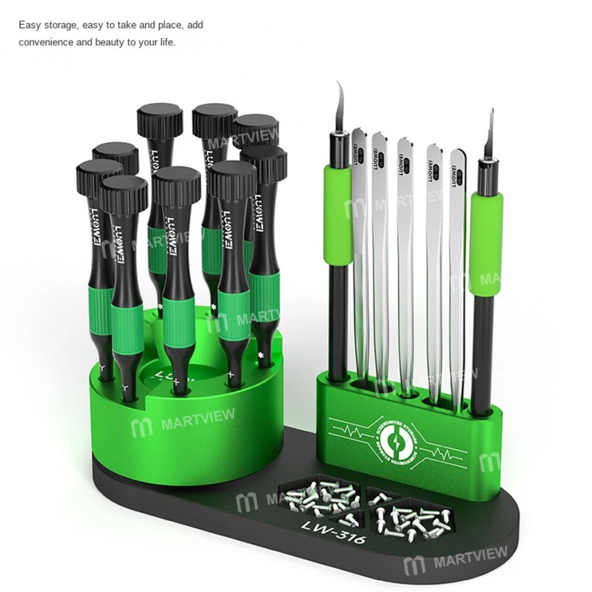 luowei lw-316-360-rotating-aluminum-alloy-storage-rack-for-screwdriver-tweezers-storage-6