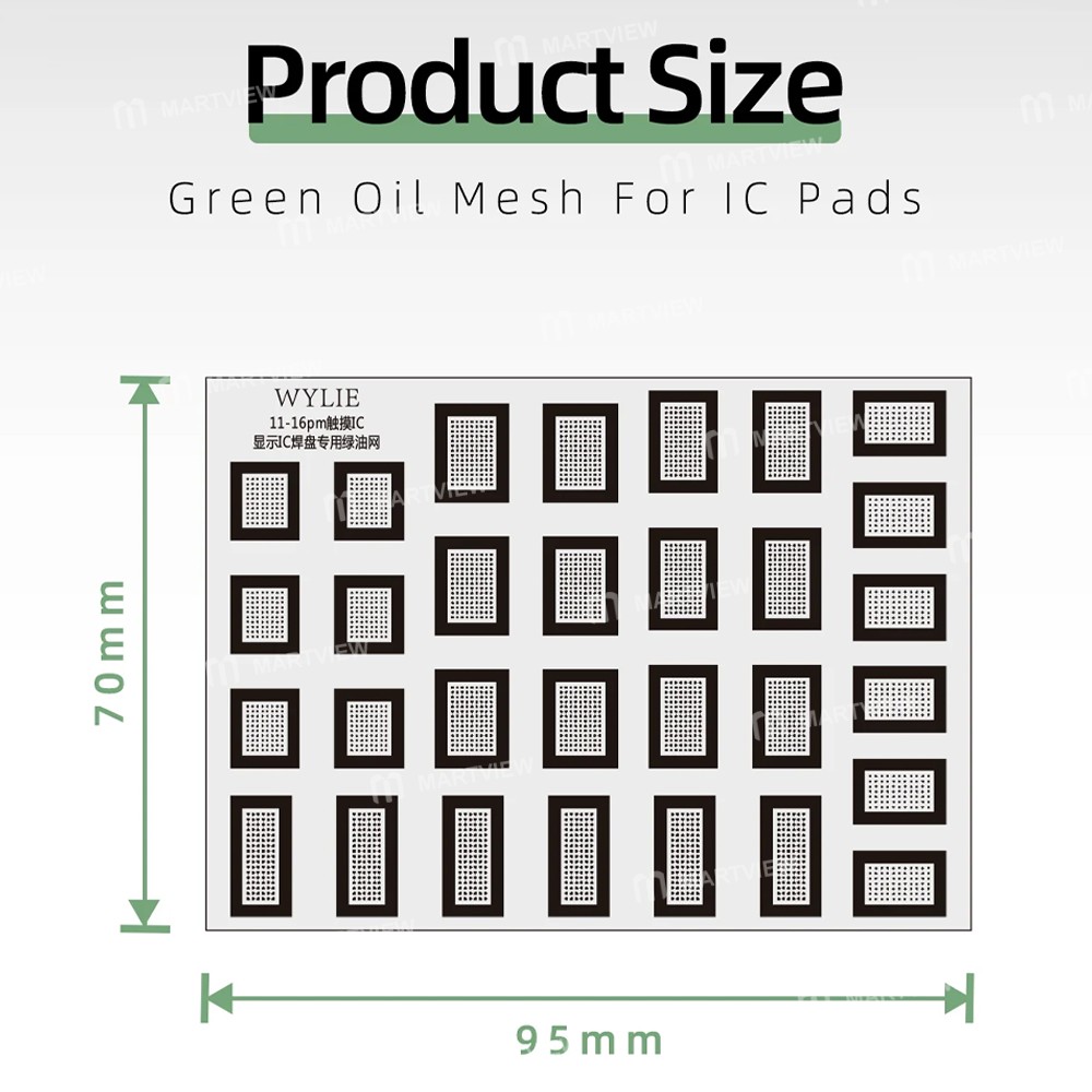 wylie touch-ic-display-ic-welding-dedicated-green-oil-reballing-stencil-for-iphone-11-to-16-pro-max-