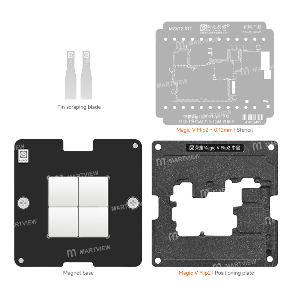 amaoe middle-layer-bga-reballing-stencil-tin-planting-platform-set-for-honor-magic-v-flip-2