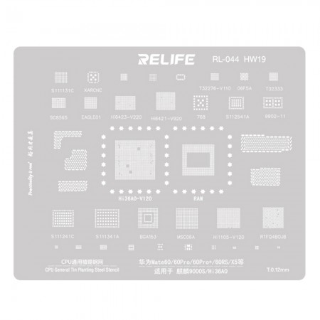 Relife HW19 Hi36A0-V120 CPU BGA Reballing Stencil for Huawei Mate 60 / 60Pro / 60Pro+ / 60RS / X5