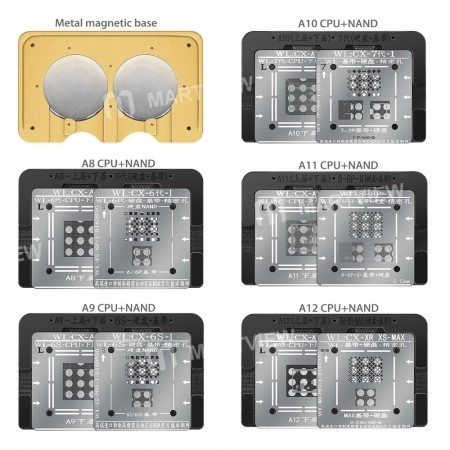 WL A6 A7 A8 A9 A10 A11 A12 CPU NAND Baseband Reballing Stencil Net Platform Positioning Plate Magnetic Holder