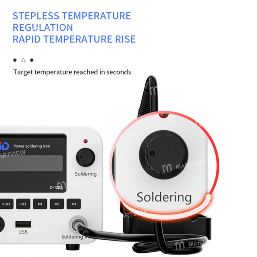 TBK D-1202 150W Mini Intelligent T12 Power Soldering Iron Station with USB Fast Charging Port