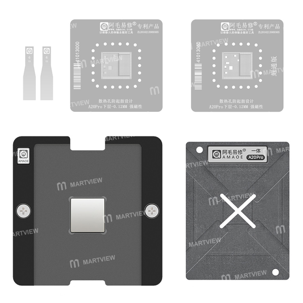 amaoe 012mm-a20-pro-lower-layer-cpu-bga-reballing-stencil-tin-plating-platform-set-for-iphone-18p-18