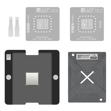 Amaoe 0.12mm A20 Pro Lower Layer (CPU) BGA Reballing Stencil Tin Plating Platform Set for iPhone 18P / 18PM / Duo