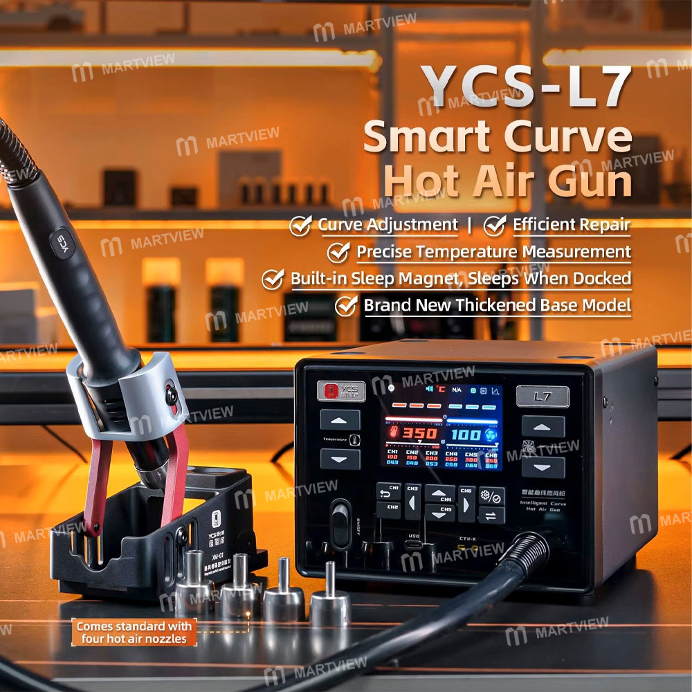 ycs l7-1400w-high-power-smart-automatic-temperature-system-curved-hot-air-gun-station-with-automatic