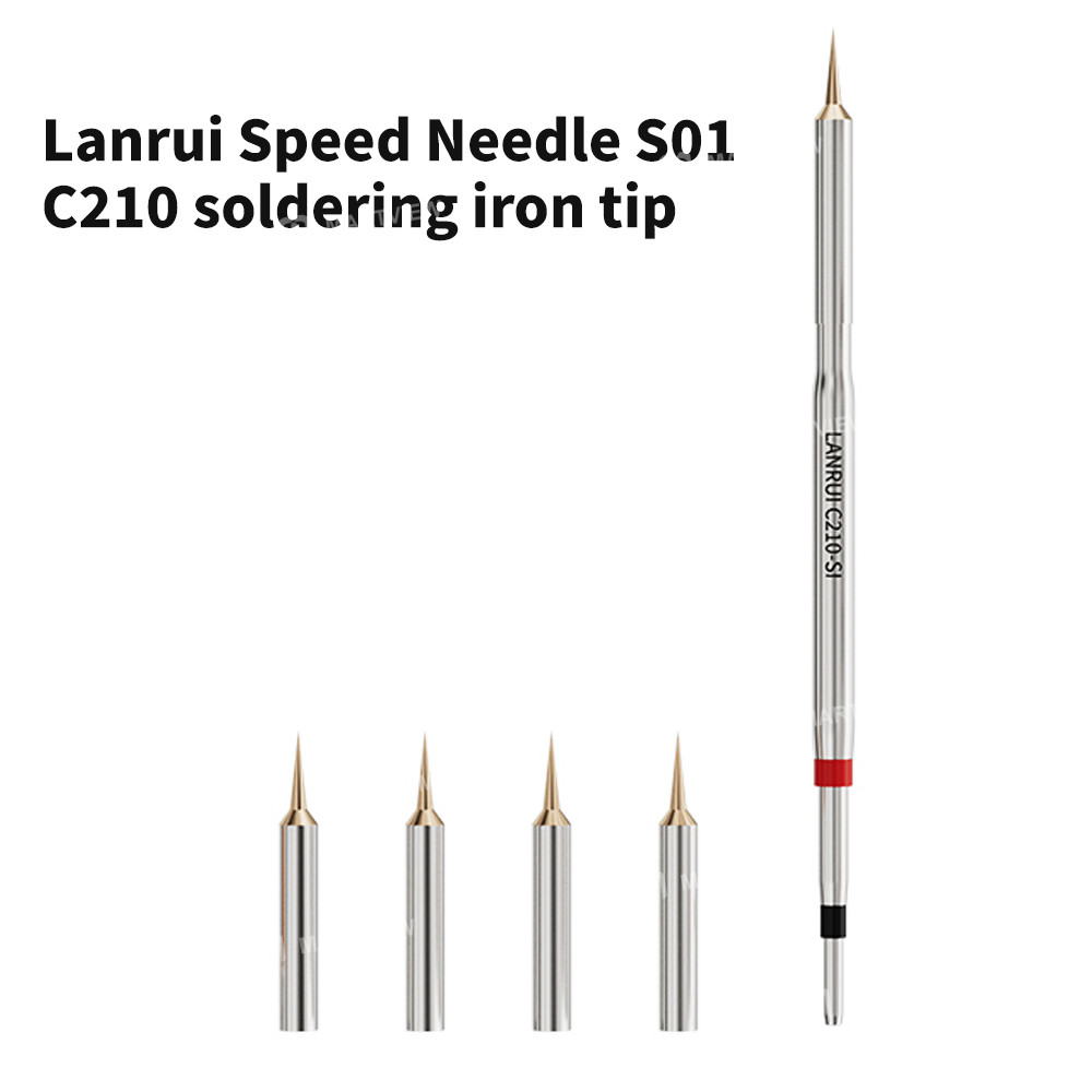 lanrui s01-c210-si-soldering-iron-tip-with-5pcs-ultra-sharp-needles-for-screen-motherboard-flying-wi