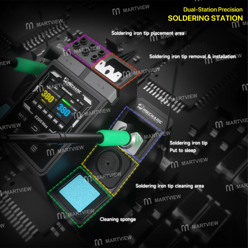 mechanic x200-max-pen-style-smart-temperature-adjustable-dual-station-precision-soldering-station-6