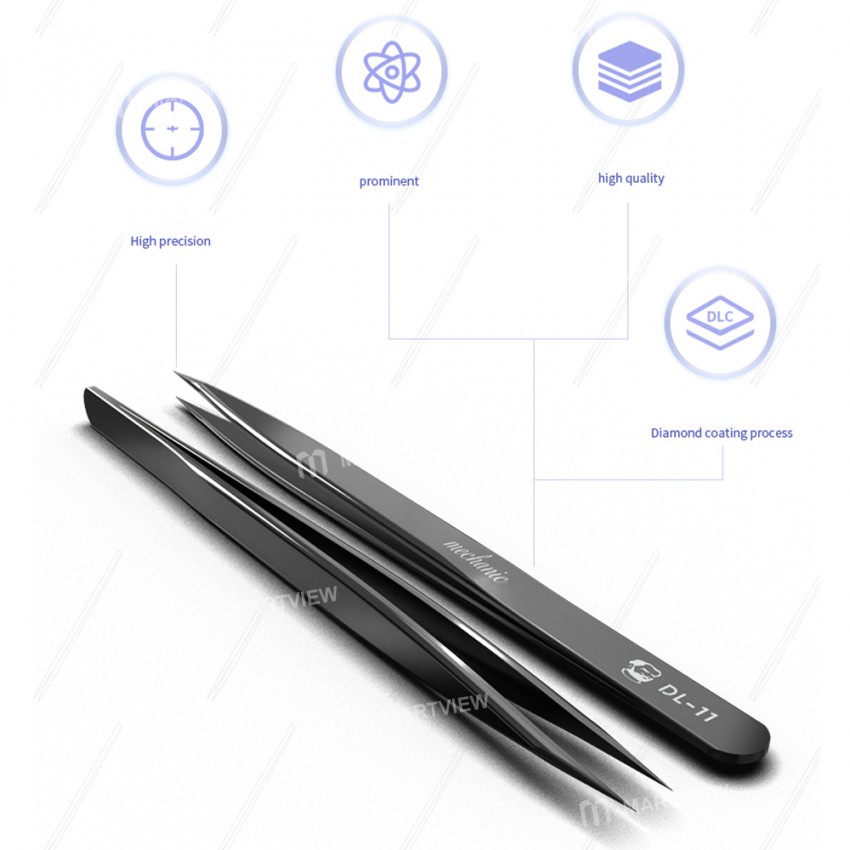 Mechanic DL-11 Diamond Coating Process 0.01mm Anti-static Corrosion Resistance High Accuracy Tweezer