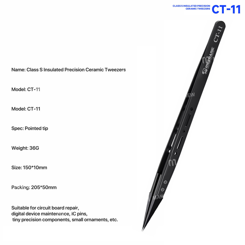 mechanic ct-11-non-magnetic-anti-static-class-s-insulated-precision-ceramic-tweezers-8