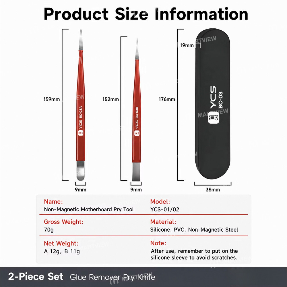 ycs bq-03-hand-polished-glue-remover-screen-pry-knife-2-pieceset-for-motherboard-repair-11