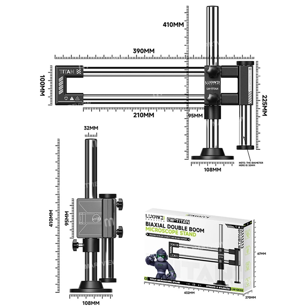 luowei lw-gk02-titan-360-degree-rotating-lift-microscope-universal-dual-axis-swing-arm-stand-8