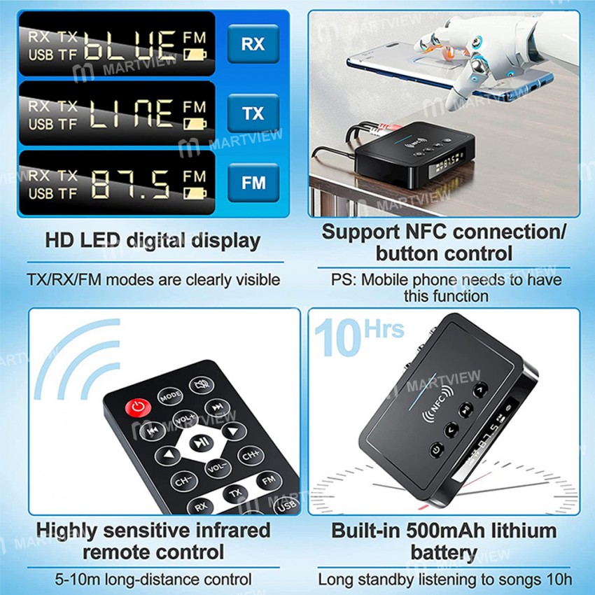 nfc desktop-hd-digital-display-bluetooth-50-adapter-with-ir-remote-control-4