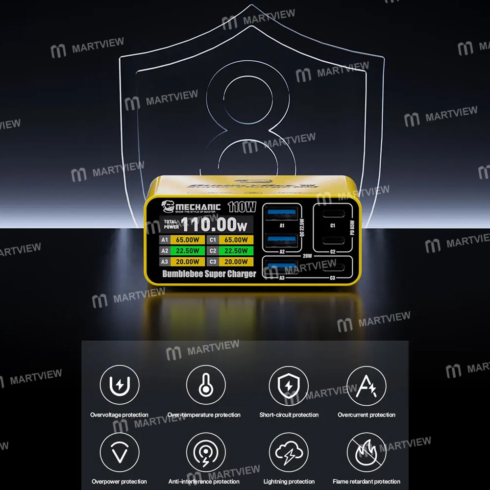 mechanic m-power-110-pro-bumblebee-gan-multi-port-fast-charging-usb-type-c-qc-pd-charging-station-8
