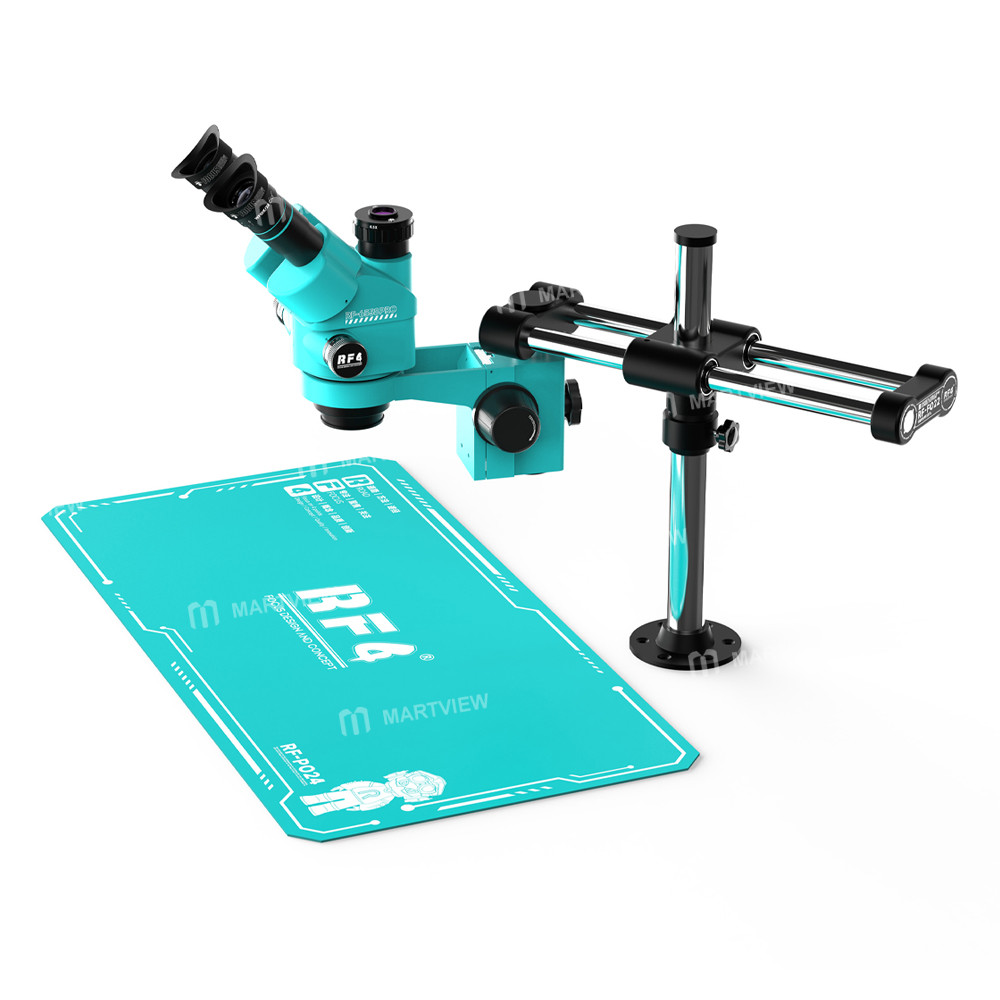 rf4 rf-6558pro-fo22-po24-65-58x-trinocular-stereo-microscope-with-fo22-double-arm-bracket-po24-silic