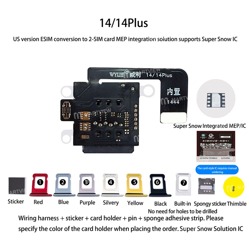 wylie e-sim-conversion-to-2-sim-card-mep-integration-solution-supports-supersnow-db-ic-for-iphone-14