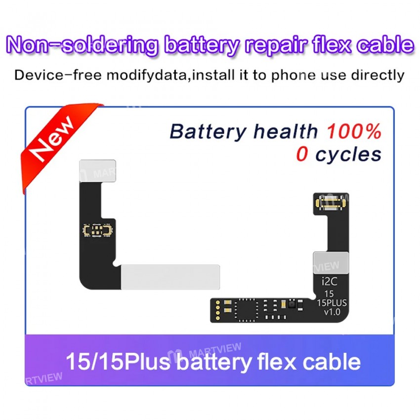 i2c no-soldering-battery-capacity-efficiency-reset-modification-flex-cable-for-iphone-11-to-15pro-ma