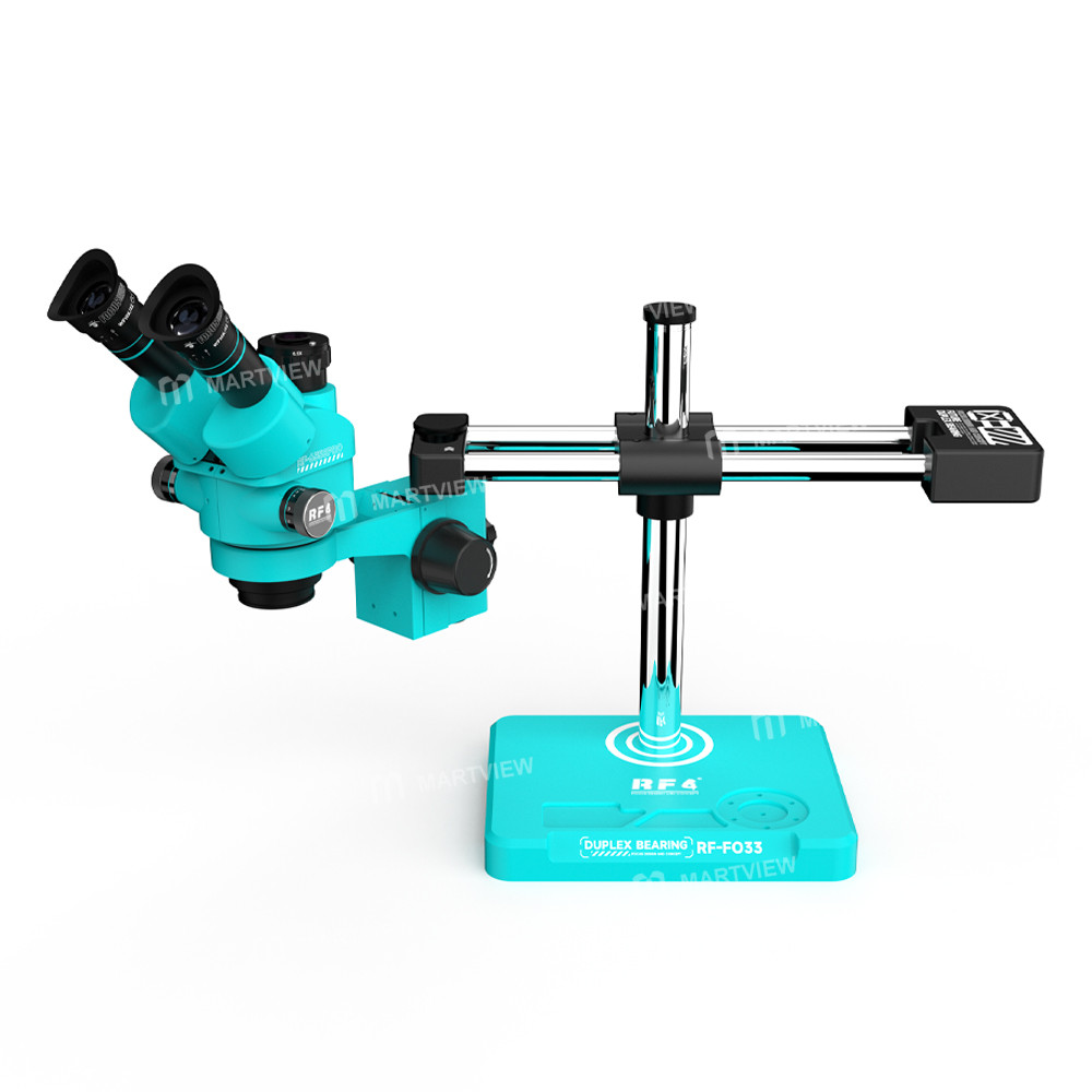rf4 rf-6558pro-fo33-65-58x-trinocular-stereo-microscope-with-fo33-dual-axis-swing-arm-stand-repair-b
