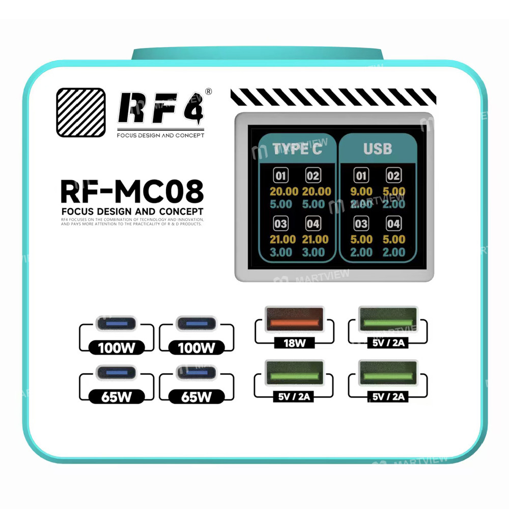 rf4 rf-mc08-150w-smart-full-color-lcd-display-multi-port-charger-for-mobile-phone-laptop-charging-2