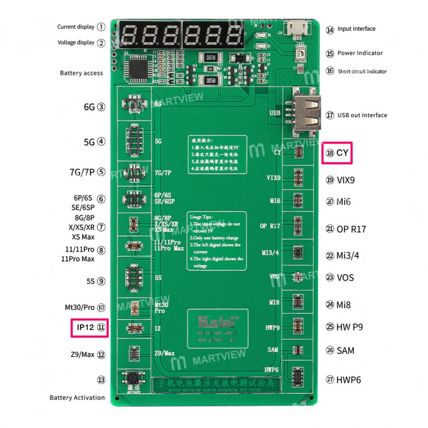 Kaisi K-9208 2021 Version Battery Activation Plate Added i12 and CY