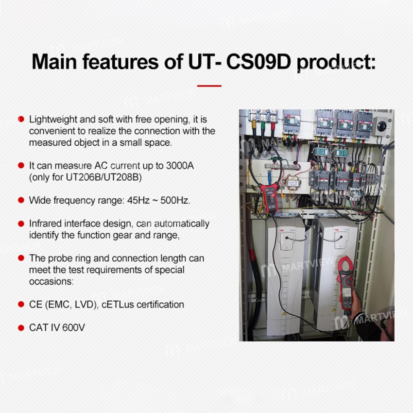 UNI-T UT-CS09D 3000A AC Current Flexible Clamp Multimeter Applicable to UT206B/UT208B