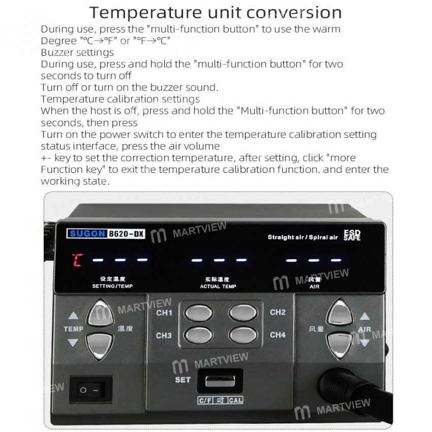 SUGON 8620DX 1300W Hot Air Rework Station Microcomputer Temperature Control BGA Rework Station