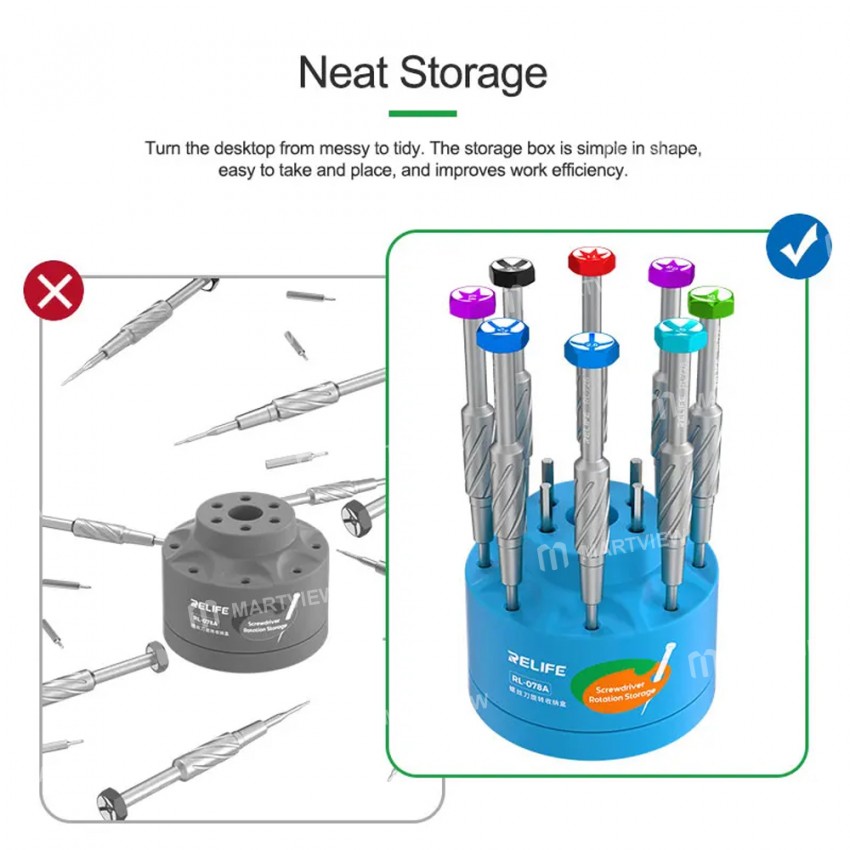 relife rl-078a-360-rotating-large-capacity-14-hole-screwdriver-storage-box-3