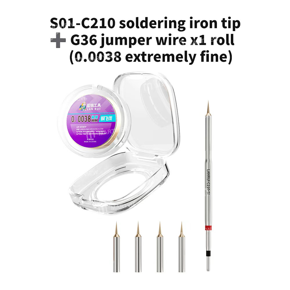 lanrui s01-c210-si-soldering-iron-tip-with-5pcs-ultra-sharp-needles-for-screen-motherboard-flying-wi