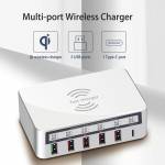 iLEPO 5-Port Smart LCD Fast Wireless Charger 100W QC3.0 USB Charger PD Quick Charge