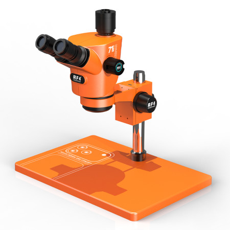 RF4 71i Orange Edition 30° Inclination Design 6.5-65X Zoom Trinocular Stereo Microscope with Big Base