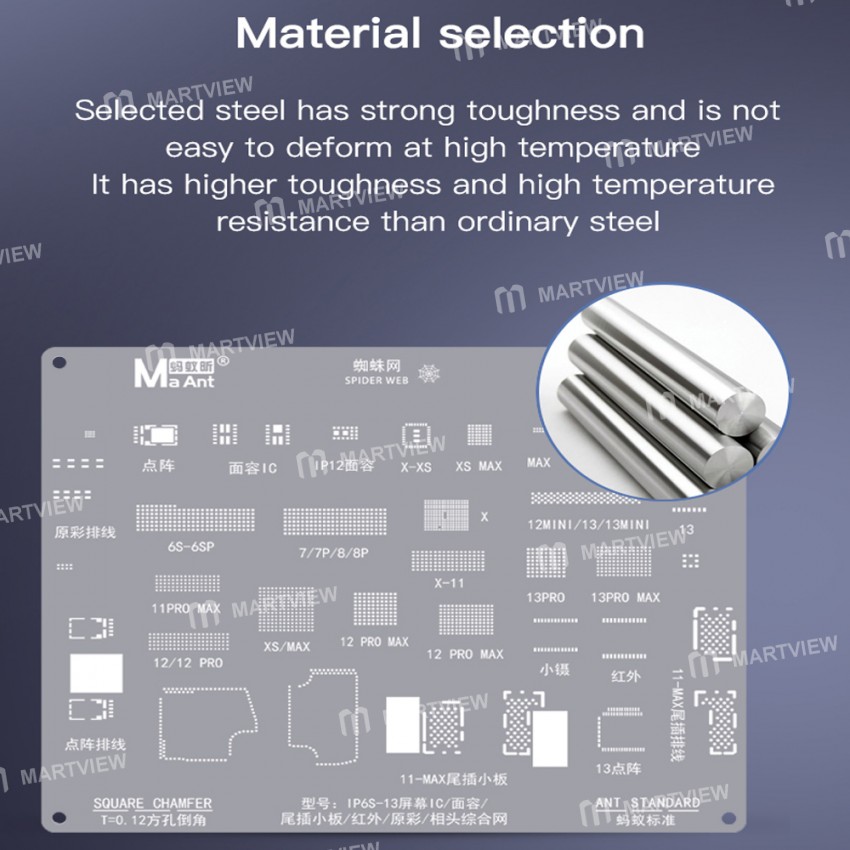 Maant 0.12mm Screen IC / Face / Tail Board / Infrared / True Color / Camera BGA Reballing Stencil fo