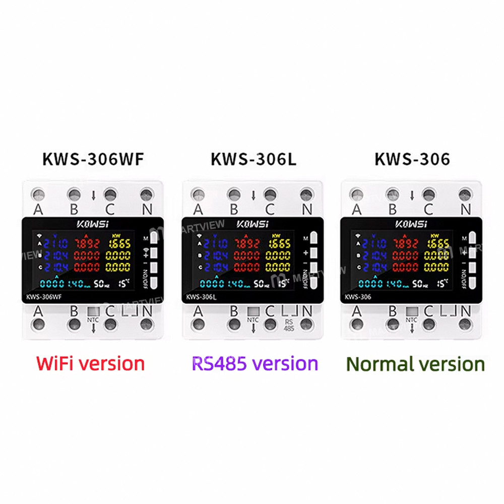 kws 306-series-hd-color-screen-three-phase-four-wire-rail-mounted-multifunction-meter-with-rs485-com