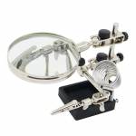 8X Magnifying Glass with 2 Auxiliary Clip Magnifier Soldering Solder Iron Stand Holder Station Repai