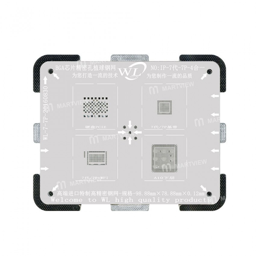 WL High-Quality 4 in 1 NAND/PCIE Baseband WIFI and CPU Lower Tin Plate Steel Net BGA Reballing Stenc