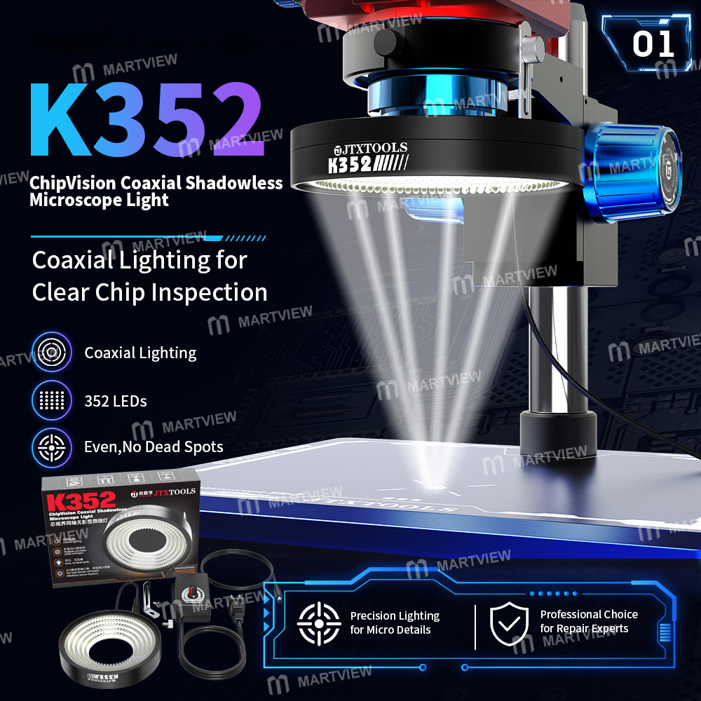 jtx k532-chipvision-352-led-beads-coaxial-shadowless-microscope-light-for-microscope-soldering-repai