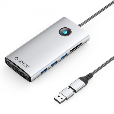 Orico DPL12 12-in-1 Type-C HDMI DP 2K RJ45 Audio Jack TF / SD USB 3.0 5Gbps Docking Station