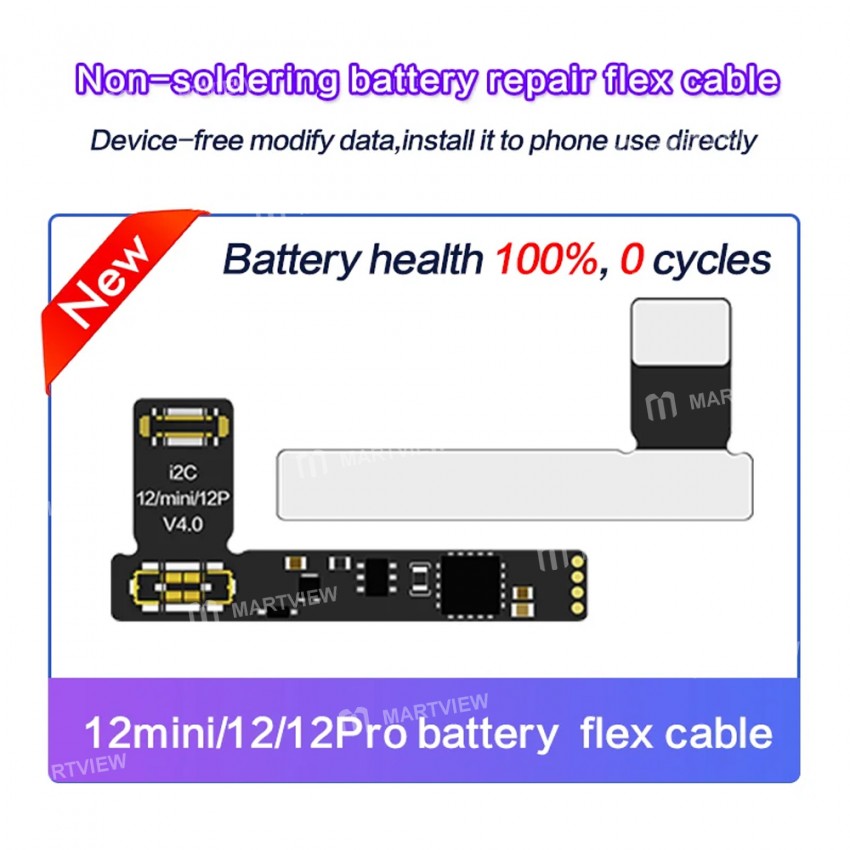 i2c no-soldering-battery-capacity-efficiency-reset-modification-flex-cable-for-iphone-11-to-15pro-ma