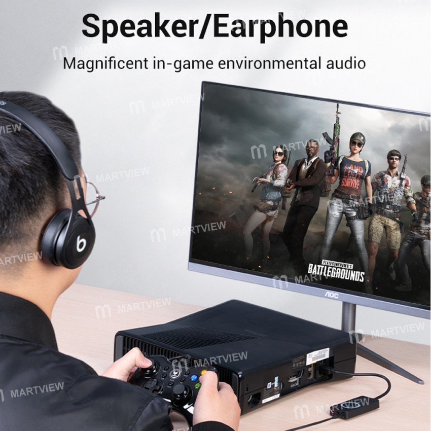 Vention CDRB USB2.0 to 3.5mm External Sound Card Audio Adapter for Phone/Computer/Laptop/PS4
