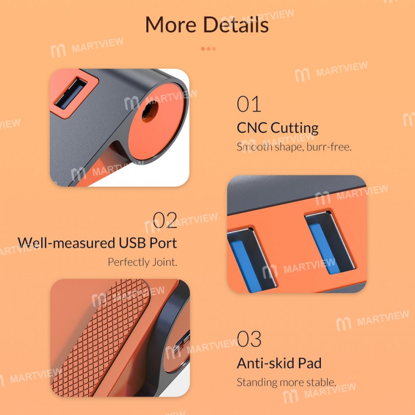 Orico M3H4-G2 Aluminum Alloy USB3.1 Gen2 10Gbps 4-port USB Hub Support OTG Function