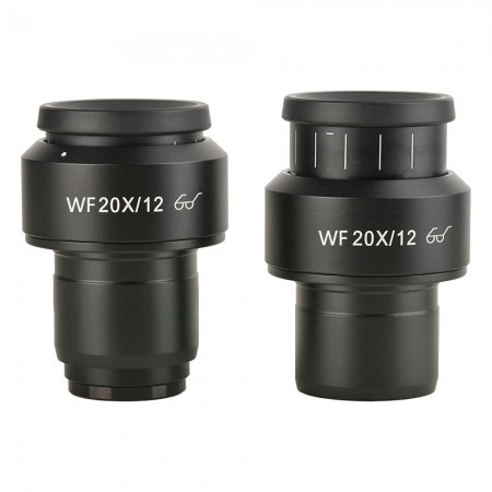 WF20X / 12mm High Eye Point Large Field View Flat Field Microscope Eyepieces - 30mm Mounting Interface