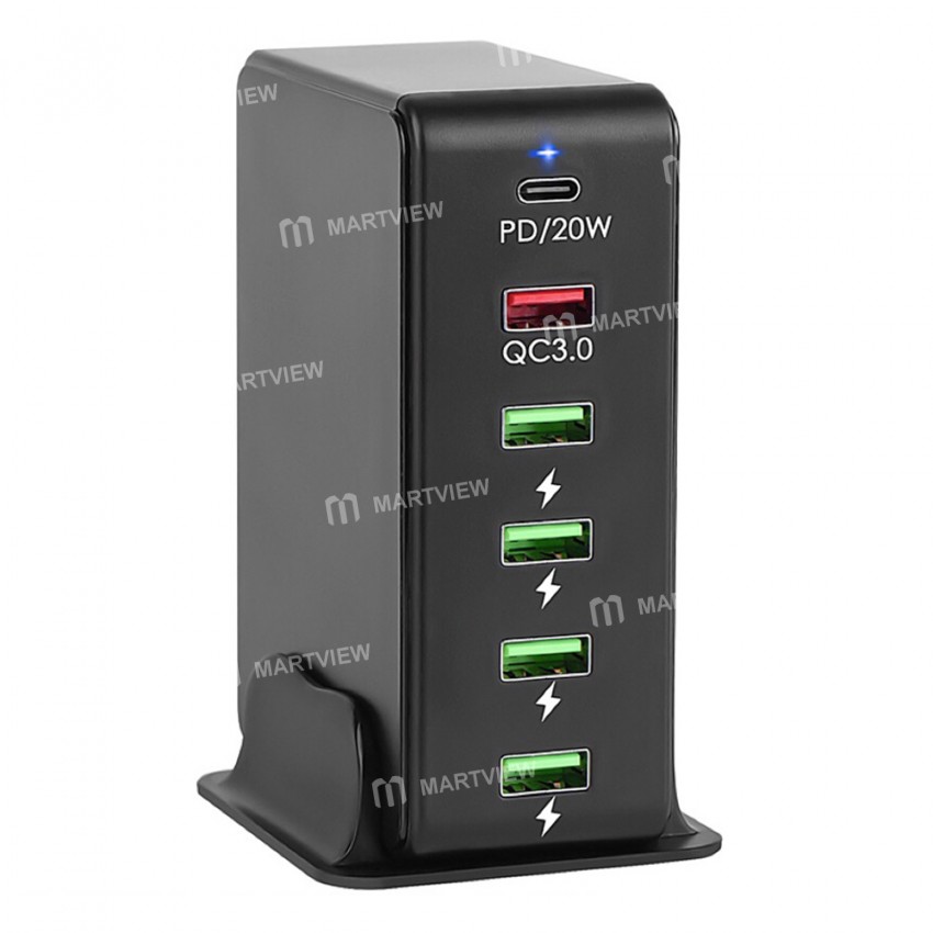 65w portable-6-port-pd30-qc30-desktop-usb-fast-charging-station-for-phone-tablet-headphone-10
