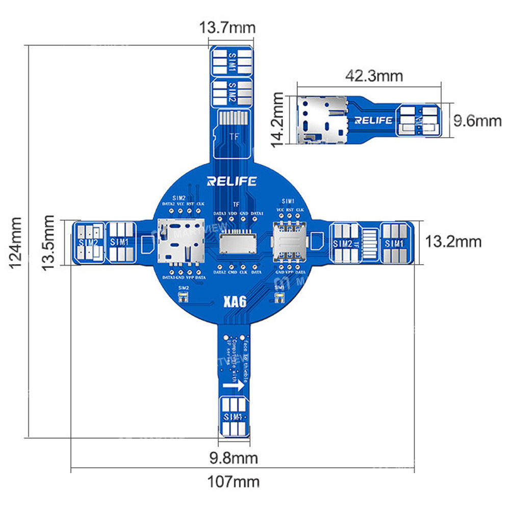 relife xa6-dual-card-signal-test-board-for-iphone-android-sim-tf-nm-card-reading-faults-4
