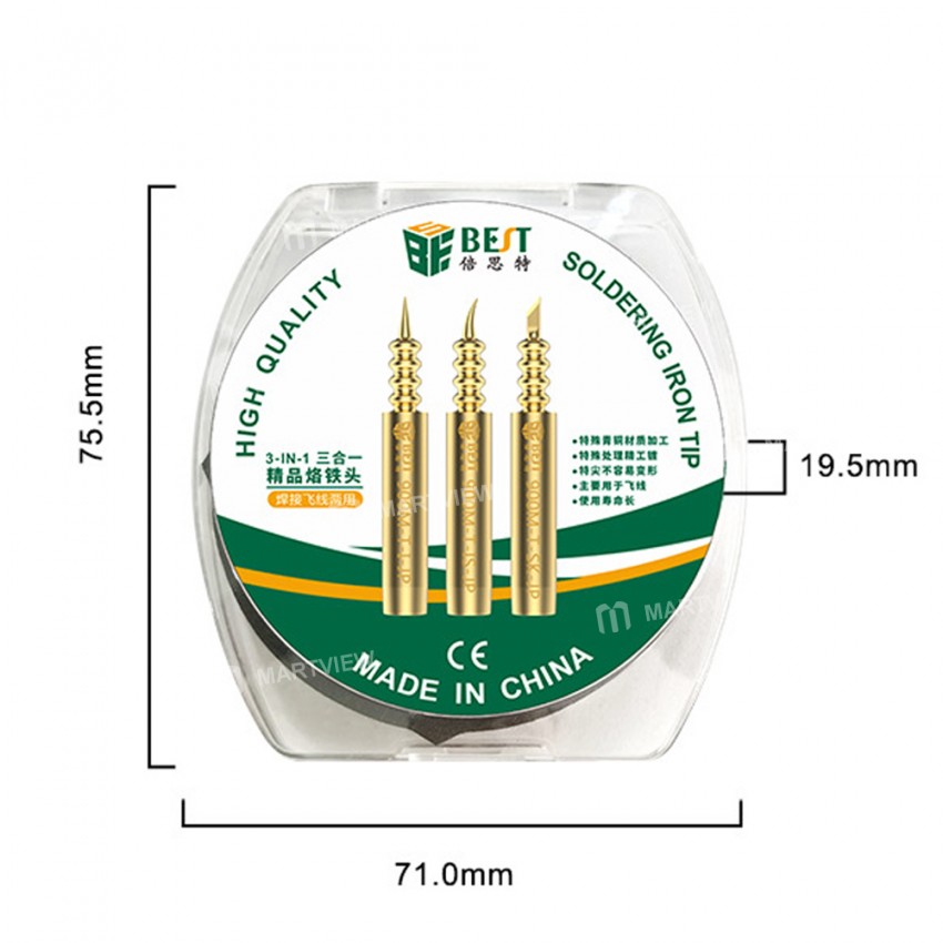 BEST 900M-T-JP Series Pagoda Type Oxygen-free Copper Solder Iron Tips for 936 Soldering Station - 3P