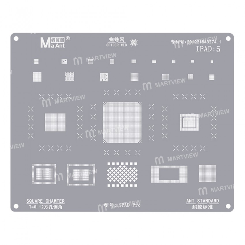 maant ipad-series-8-in-1-012mm-square-chamfer-bga-reballing-stencil-for-ipad-6