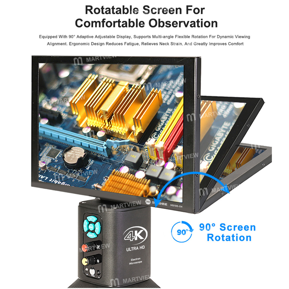 sunshine ms10e-04-4k-hd-digital-microscope-with-universal-stand-10-inch-large-display-for-motherboar